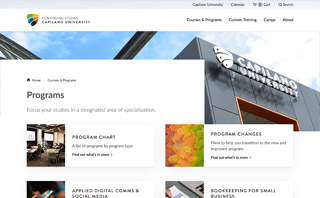 A screenshot of the Capilano University continuing studies homepage
