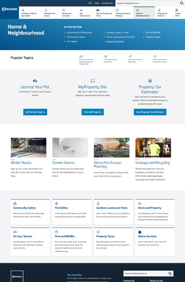 A second screenshot of the City of Edmonton's website